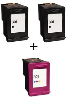 Remanufactured HP 301 Black (CH561EE) & 301 Colour (CH562EE) High Capacity Ink Cartridges + EXTRA BLACK